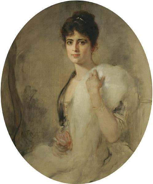 Friedrich August von Kaulbach A portrait of a lady Sweden oil painting art